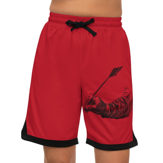 Basketball Rib Shorts: Writing Dark Red