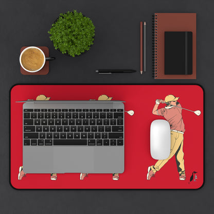 Desk Mat: Golf Dark Red