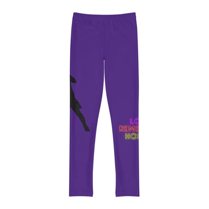 Youth Full-Length Leggings: Soccer Purple