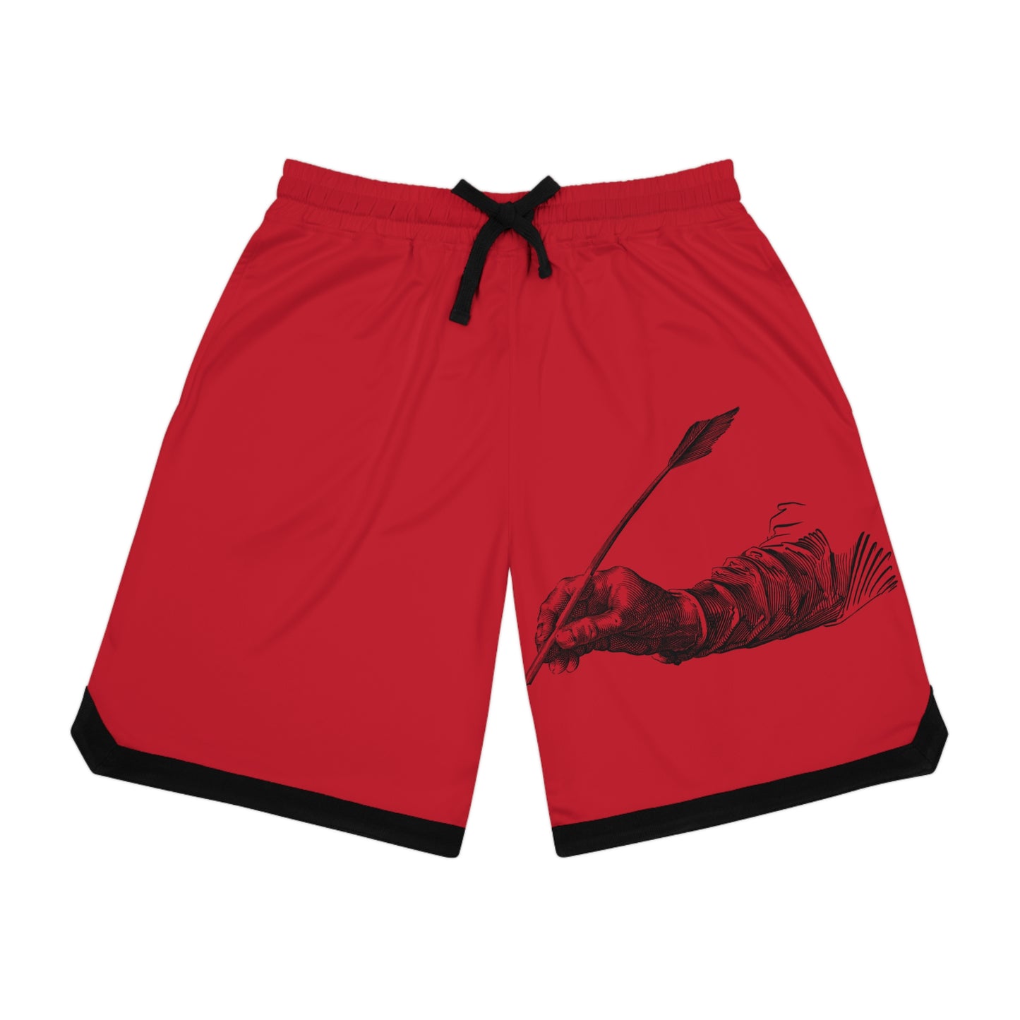 Basketball Rib Shorts: Writing Dark Red