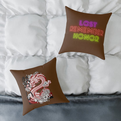 Spun Polyester Pillow: Dragons Brown