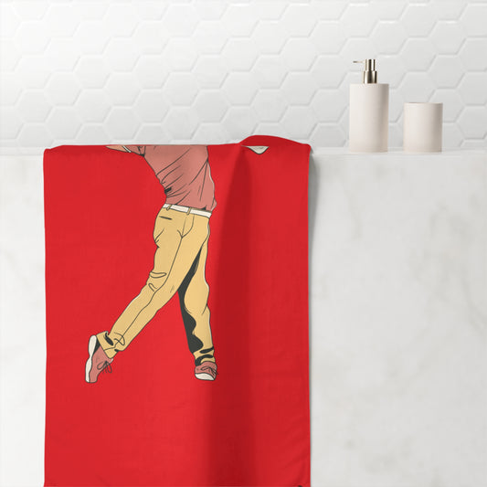 Mink-Cotton Towel: Golf Red
