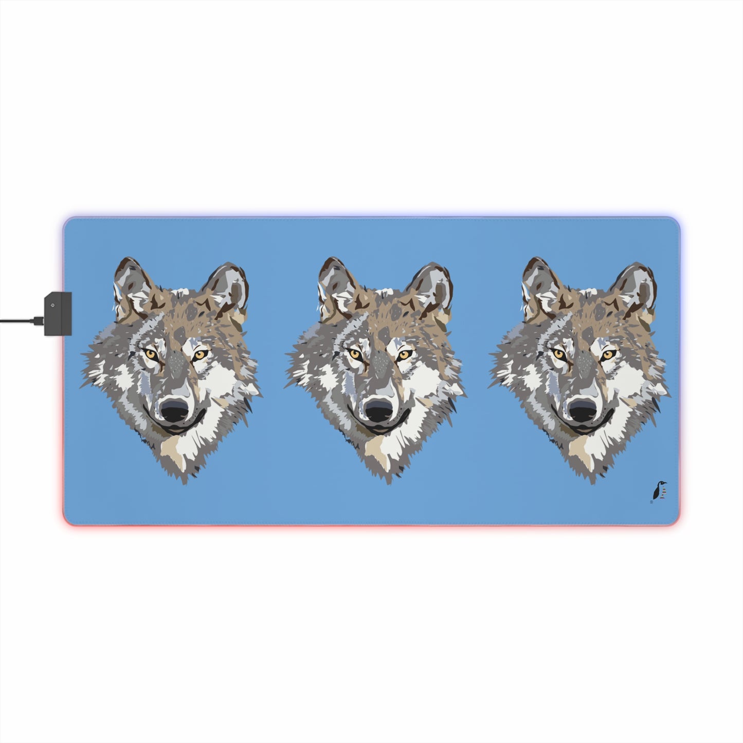 LED Gaming Mouse Pad: Wolves Lite Blue