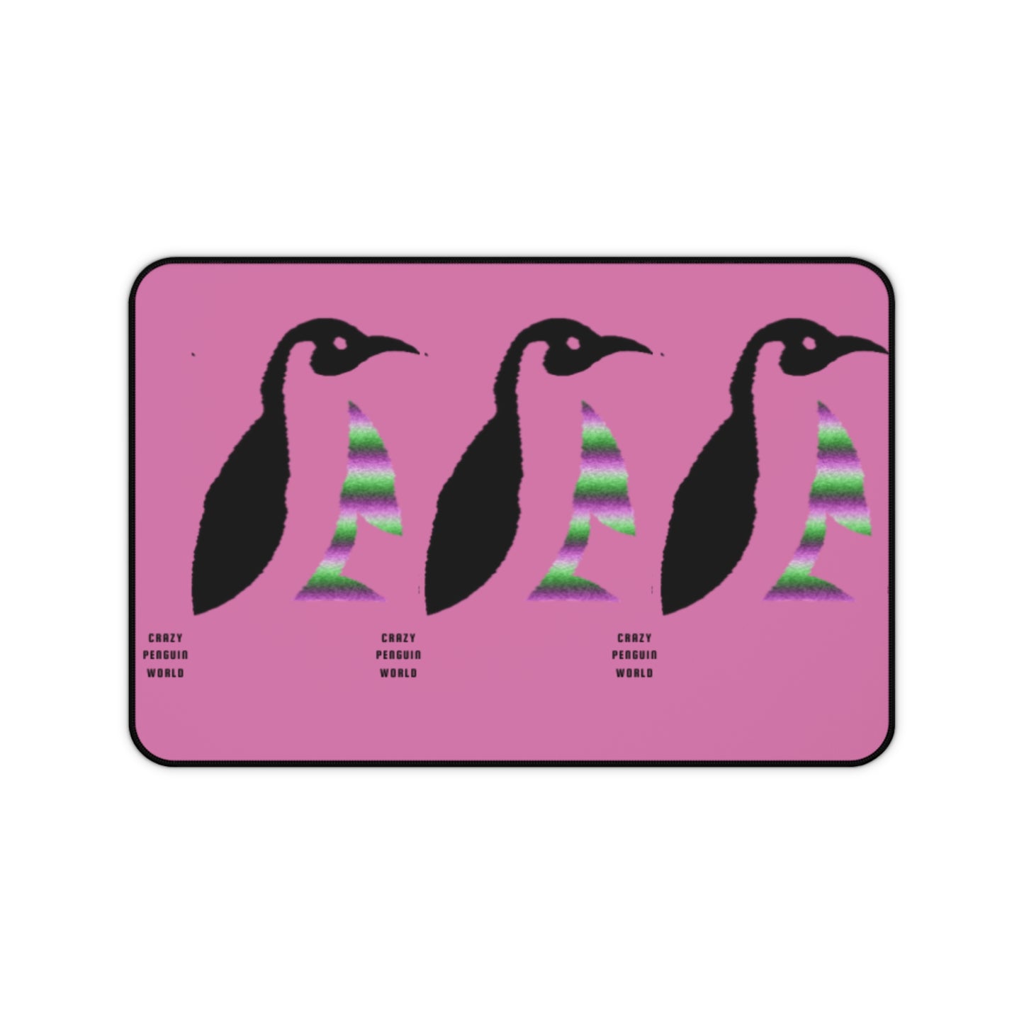 Desk Mat: Crazy Penguin World Logo Lite Pink