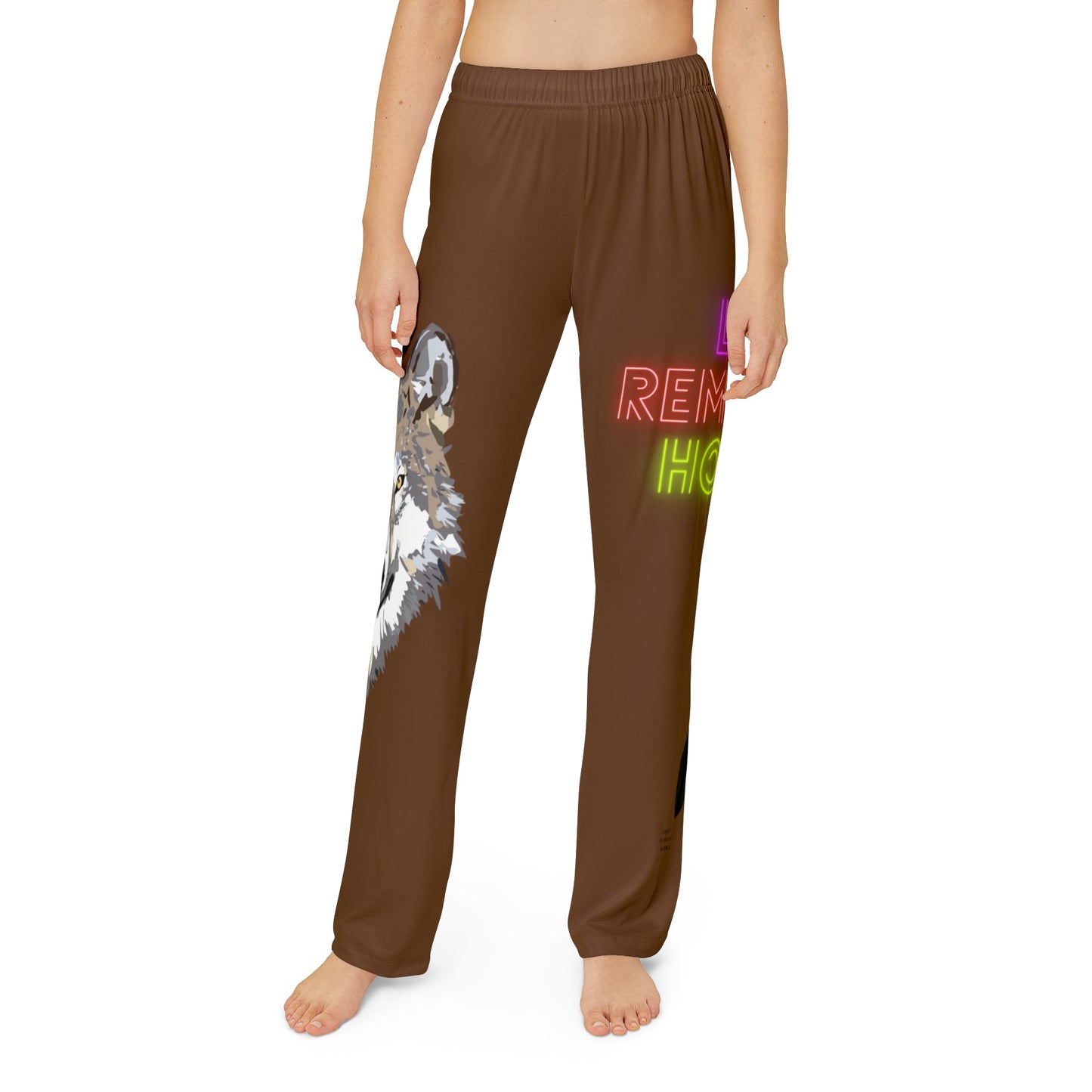 Kids Pajama Pants: Wolves Brown