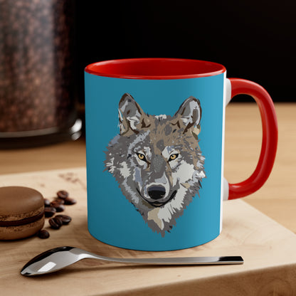 Accent Coffee Mug, 11oz: Wolves Turquoise