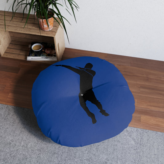 Tufted Floor Pillow, Round: Dance Dark Blue
