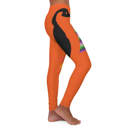 Women's Spandex Leggings: Crazy Penguin World Logo Orange