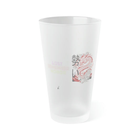 Frosted Pint Glass, 16oz Dragons