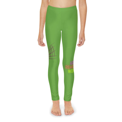 Youth Full-Length Leggings: Volleyball Green