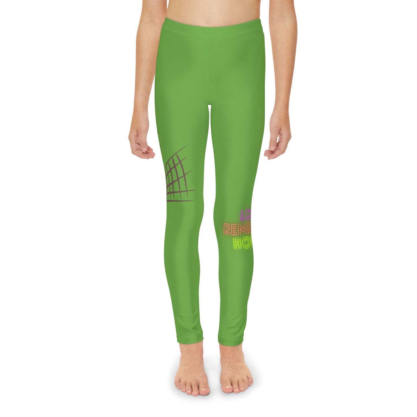 Youth Full-Length Leggings: Volleyball Green