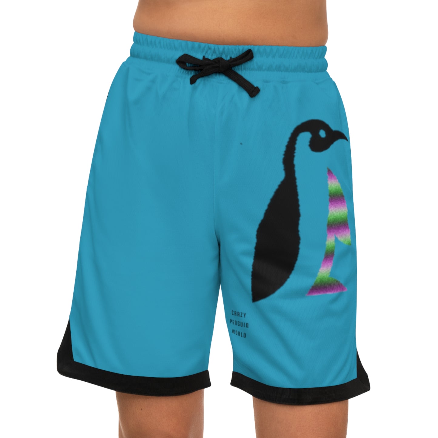 Basketball Rib Shorts: Crazy Penguin World Logo Turquoise