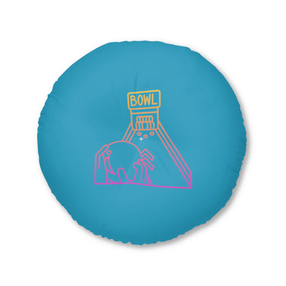 Tufted Floor Pillow, Round: Bowling Turquoise