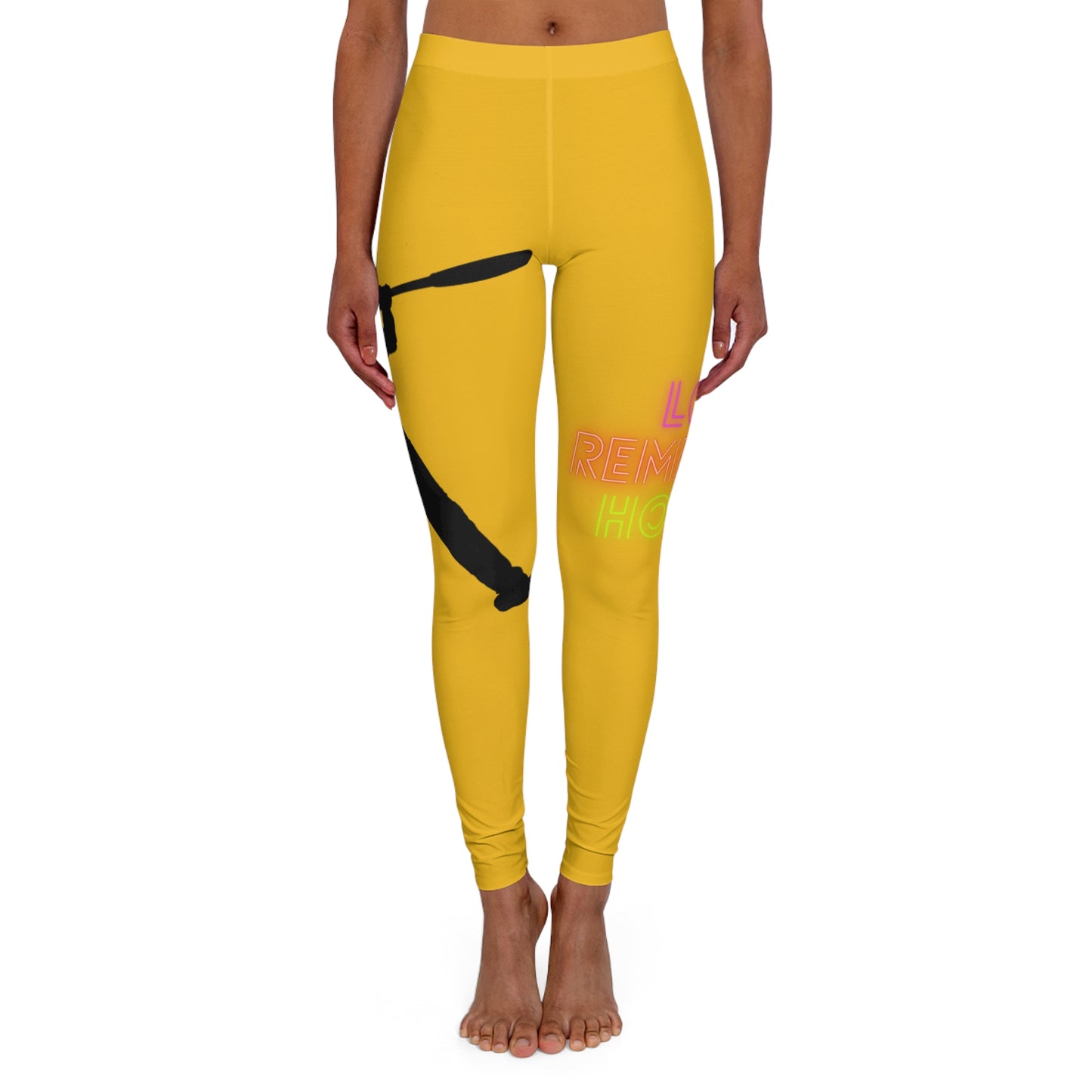 Women's Spandex Leggings: Baseball Yellow