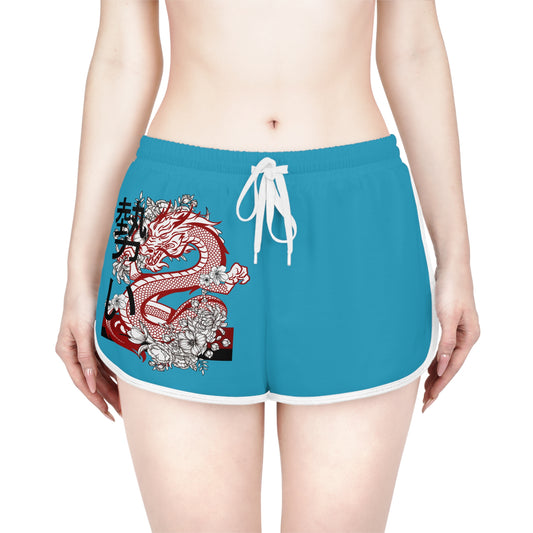 Women's Relaxed Shorts: Dragons Turquoise