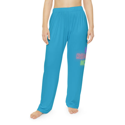 Women's Pajama Pants: Lost Remember Honor Turquoise