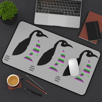 Desk Mat: Crazy Penguin World Logo Lite Grey