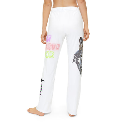 Kids Pajama Pants: Wolves White