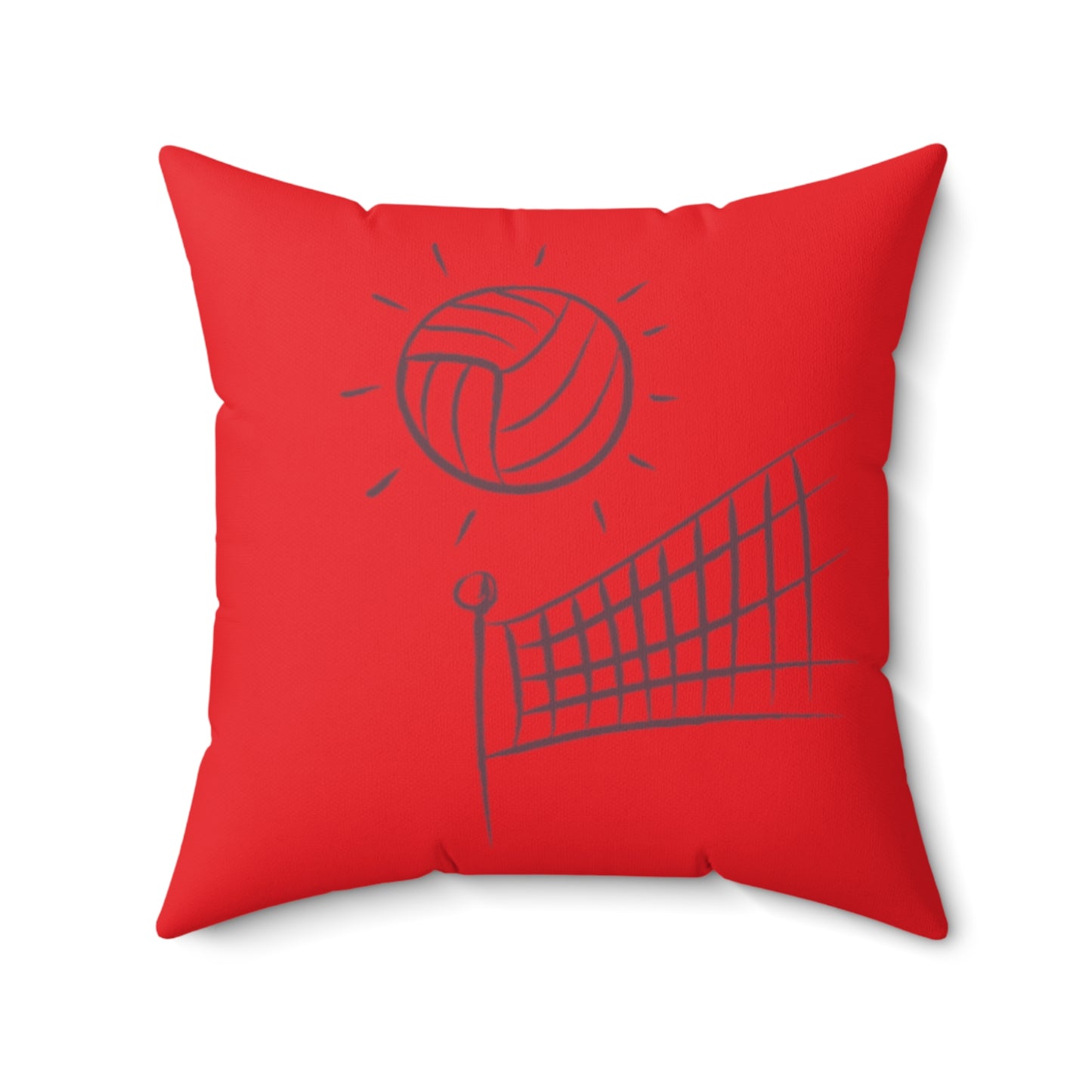 Spun Polyester Square Pillow: Volleyball Red