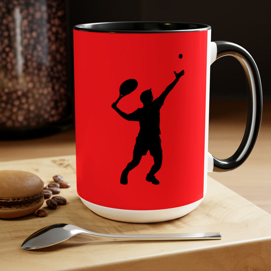 Two-Tone Coffee Mugs, 15oz: Tennis Red