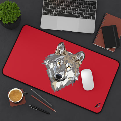 Desk Mat: Wolves Dark Red