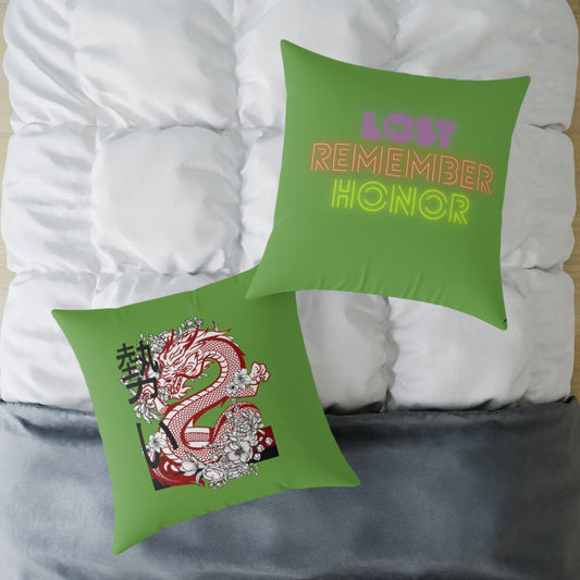Spun Polyester Pillow: Dragons Green