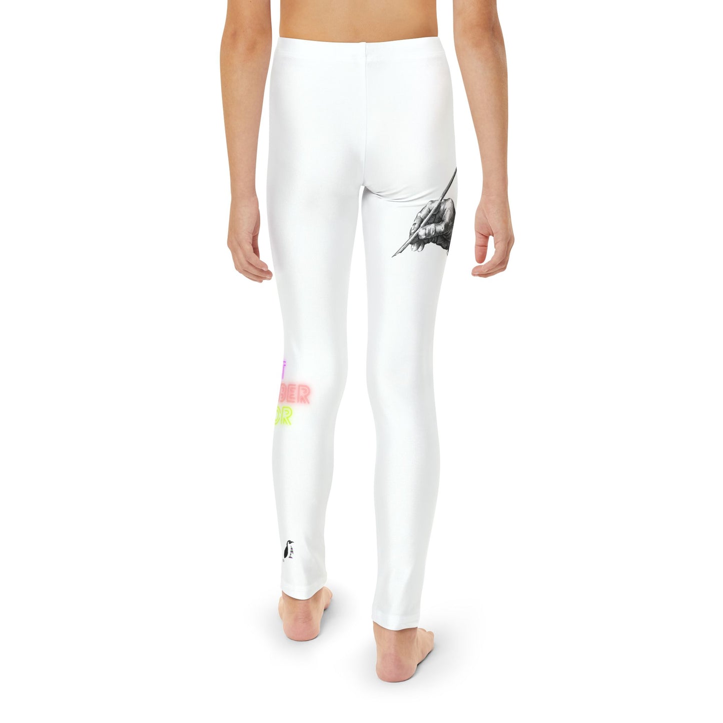 Youth Full-Length Leggings: Writing White