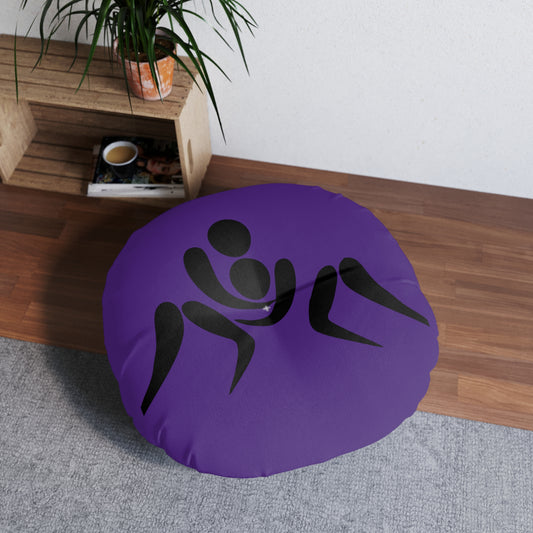 Tufted Floor Pillow, Round: Wrestling Purple