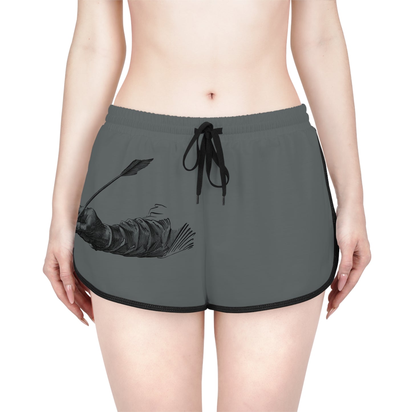 Women's Relaxed Shorts: Writing Dark Grey