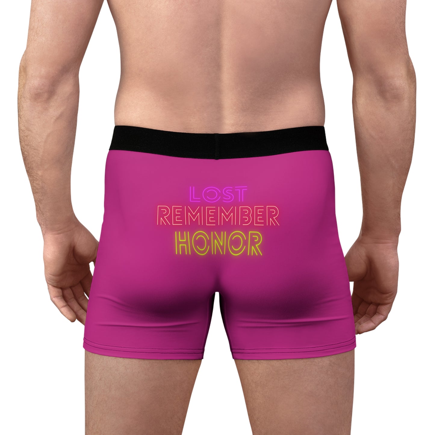 Men's Boxer Briefs: Lost Remember Honor Pink