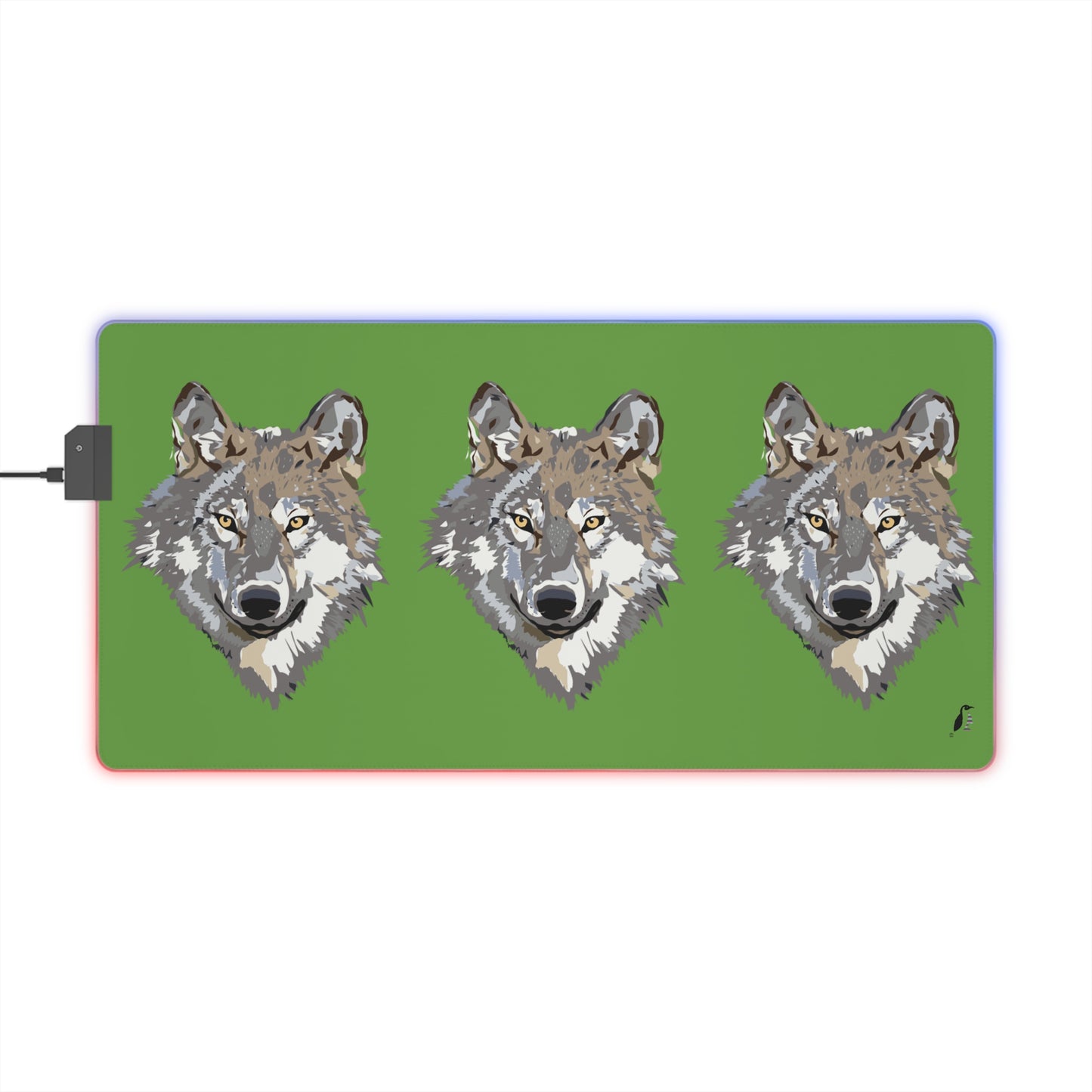 LED Gaming Mouse Pad: Wolves Green