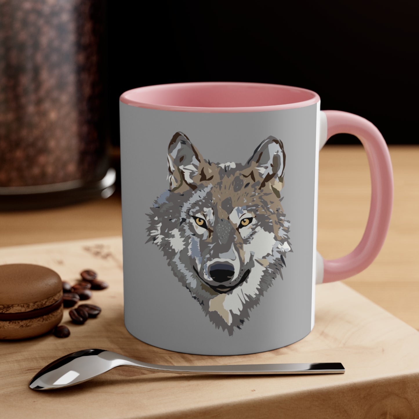 Accent Coffee Mug, 11oz: Wolves Lite Grey