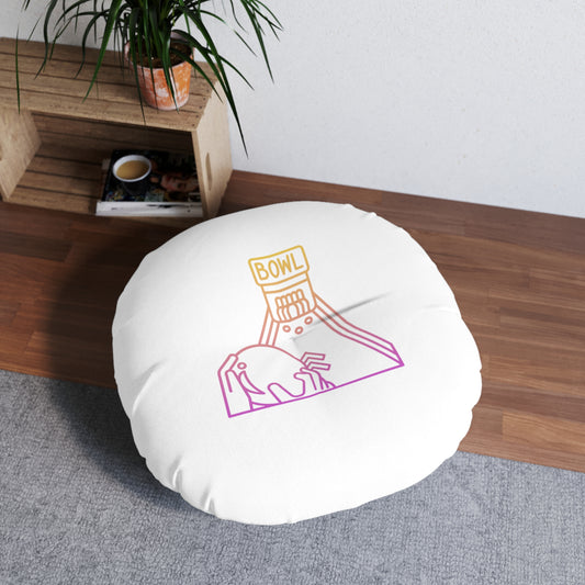 Tufted Floor Pillow, Round: Bowling White