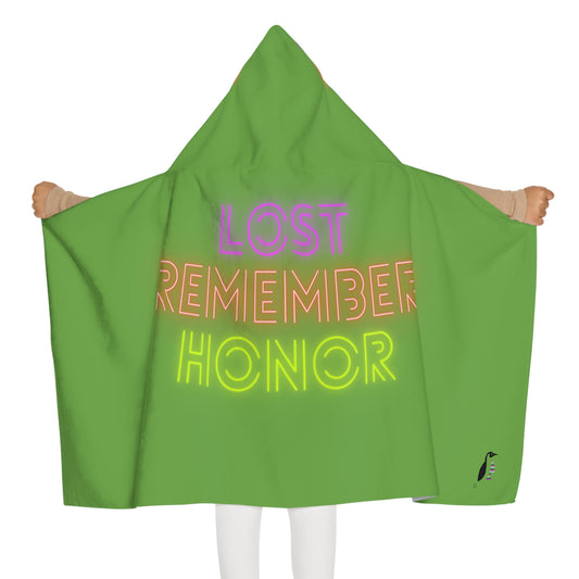 Youth Hooded Towel: Lost Remember Honor Green