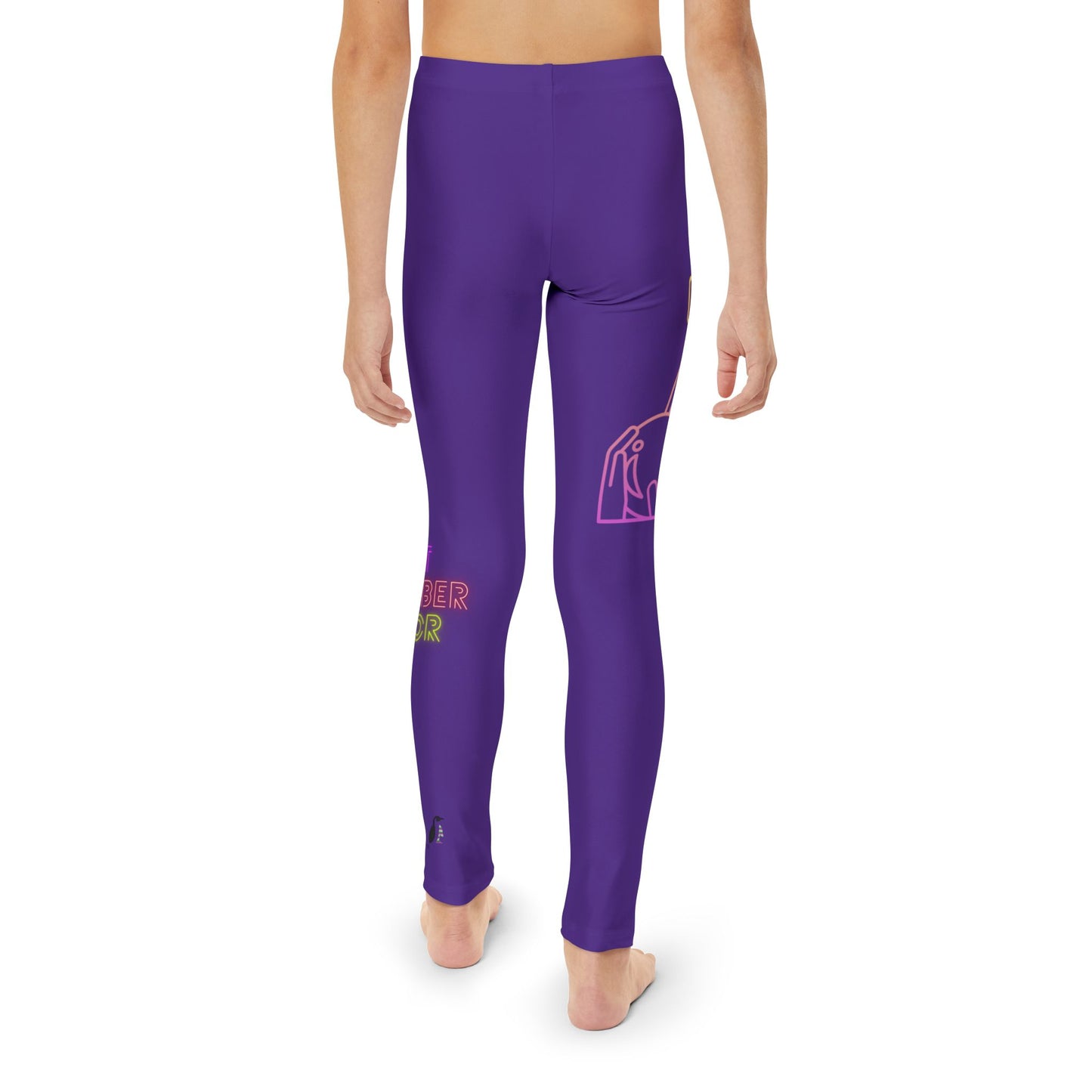 Youth Full-Length Leggings: Bowling Purple