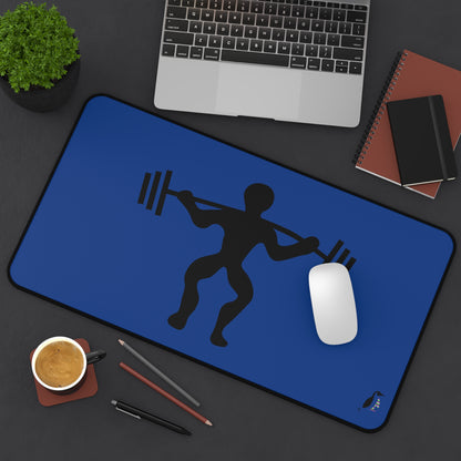 Desk Mat: Weightlifting Dark Blue