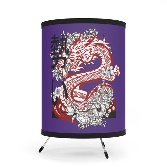 Tripod Lamp with High-Res Printed Shade, US\CA plug: Dragons Purple