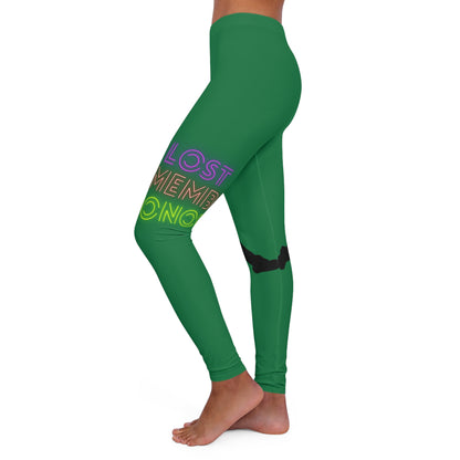 Women's Spandex Leggings: Baseball Dark Green