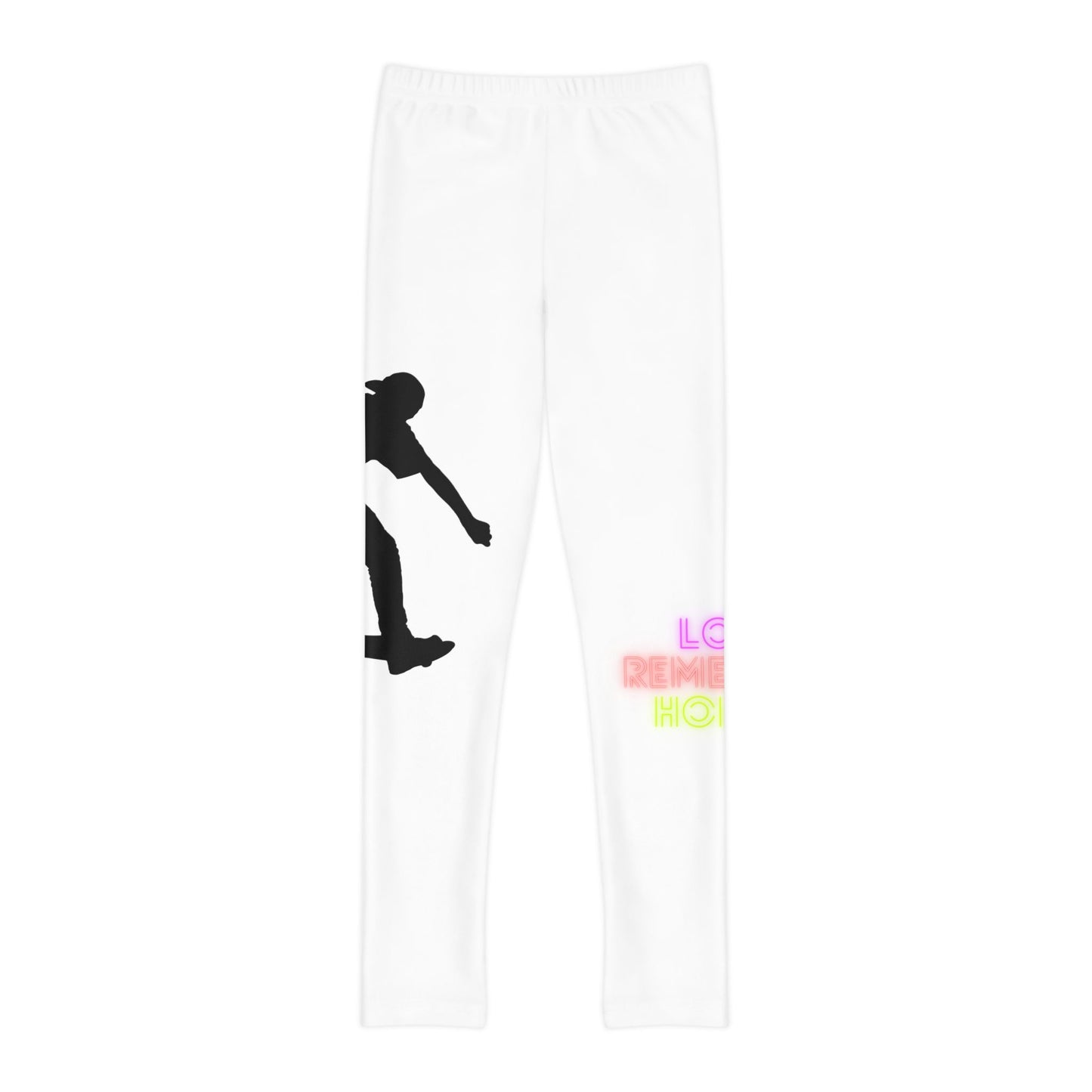 Youth Full-Length Leggings: Skateboarding White