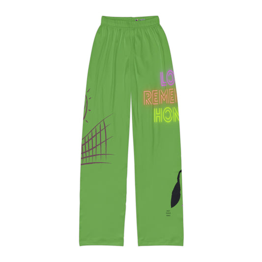 Kids Pajama Pants: Volleyball Green