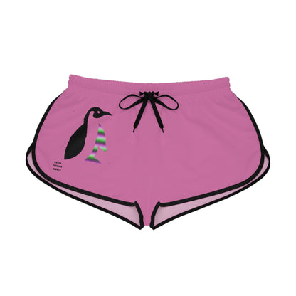 Women's Relaxed Shorts: Crazy Penguin World Logo Lite Pink