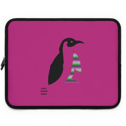 Laptop Sleeve: Crazy Penguin World Logo Pink