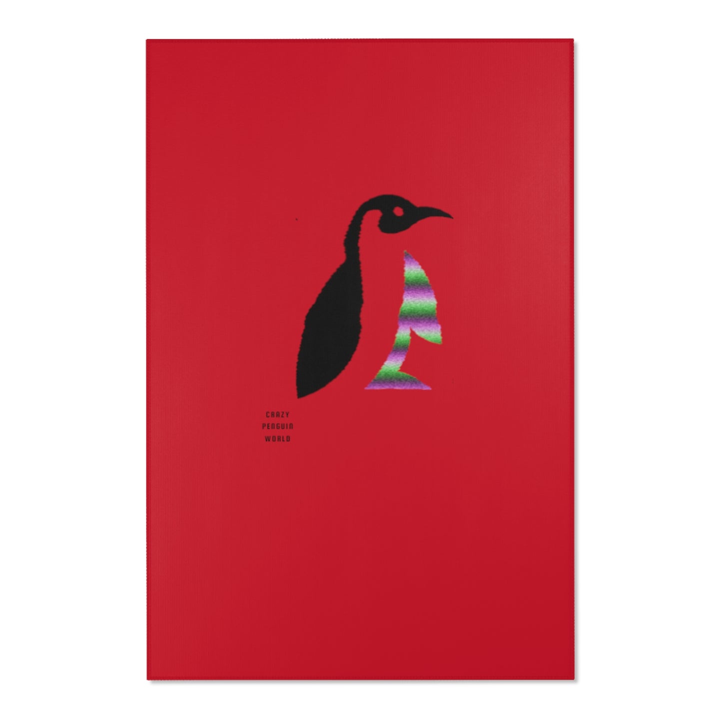 Area Rug (Rectangle): Crazy Penguin World Logo Dark Red