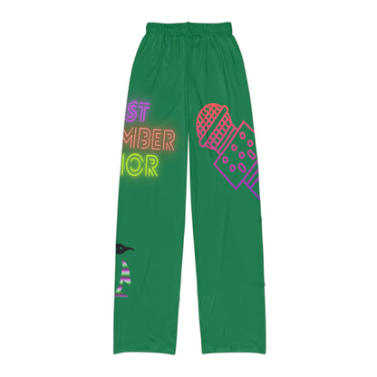 Kids Pajama Pants: Music Dark Green