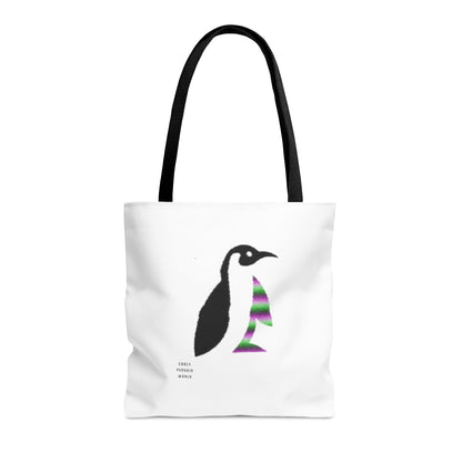 Tote Bag: Crazy Penguin World Logo White