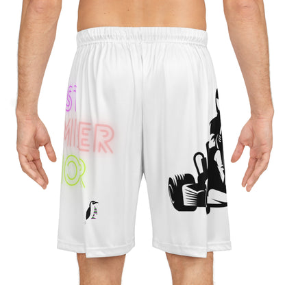 Basketball Shorts: Racing White