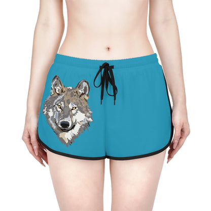 Women's Relaxed Shorts: Wolves Turquoise