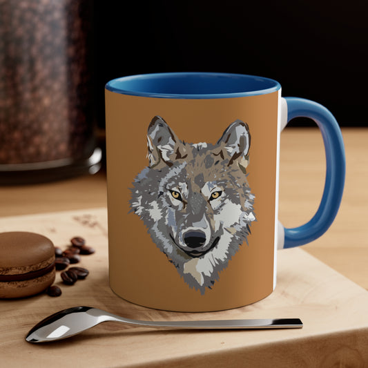Accent Coffee Mug, 11oz: Wolves Lite Brown