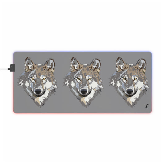 LED Gaming Mouse Pad: Wolves Grey