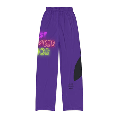 Kids Pajama Pants: Crazy Penguin World Logo Purple 